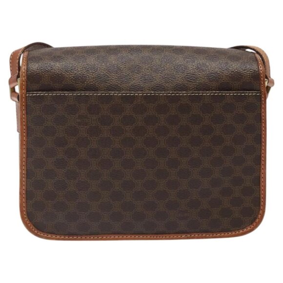 CELINE Macadam Canvas Circle Shoulder Bag PVC Leather Brown Gold Auth 123293 - Picture 3 of 15